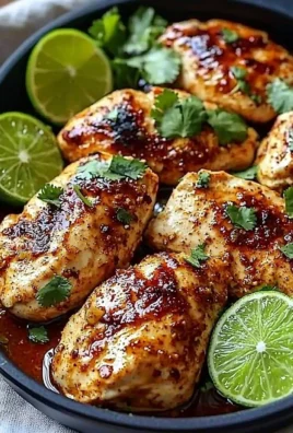 Chili Lime Chicken garnished with fresh herbs and lime slices on a plate