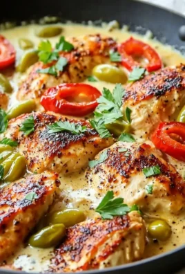 Creamy banana pepper chicken skillet dish garnished and ready to serve.