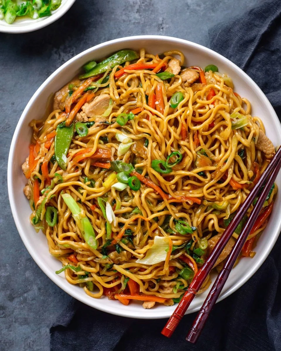 Delicious Easy Chinese Take-Out Chow Mein with vegetables and noodles