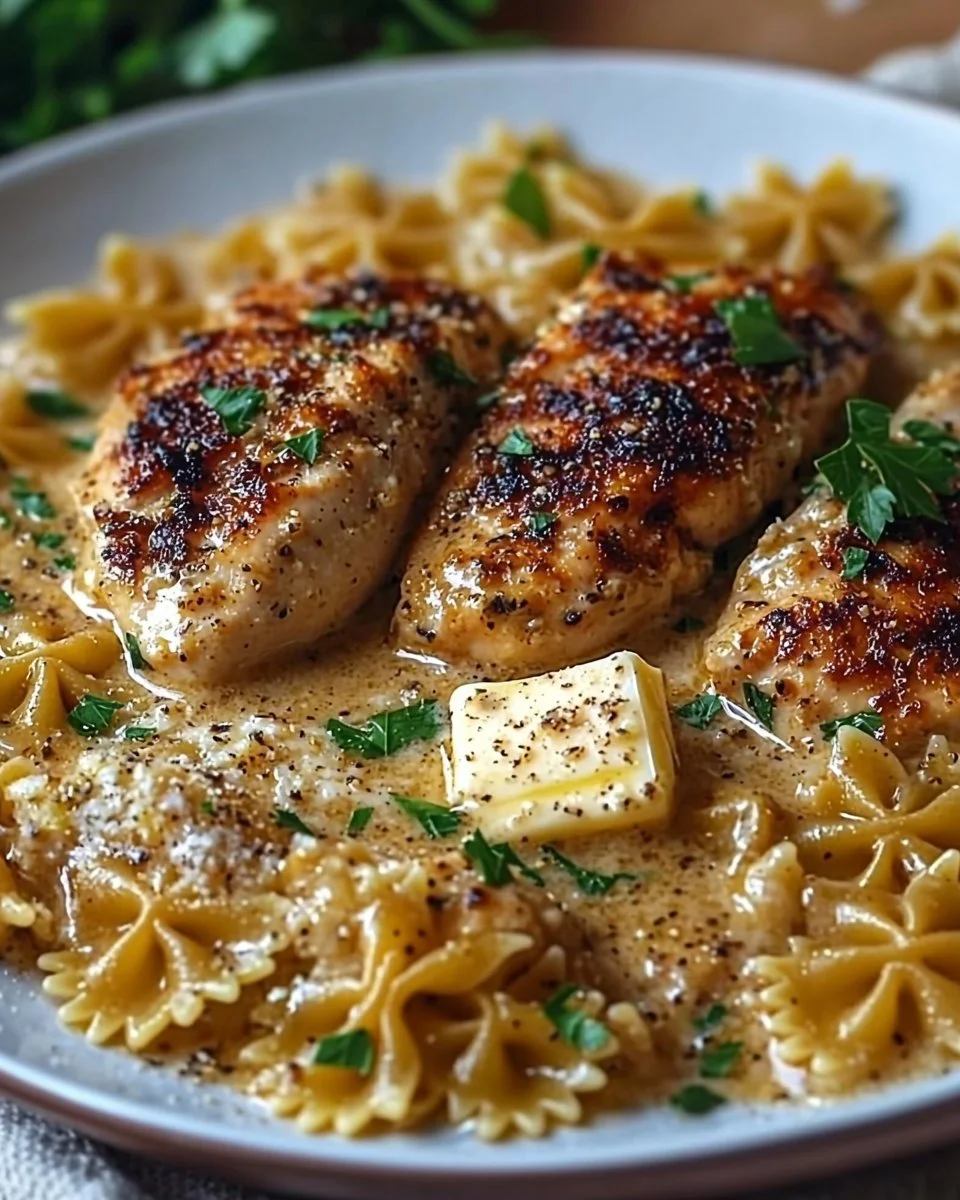 Garlic Butter Chicken and Bowtie Pasta