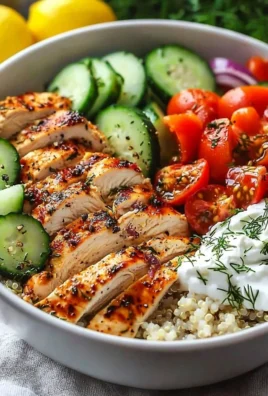 Delicious Greek Chicken Bowl with fresh vegetables and herbs