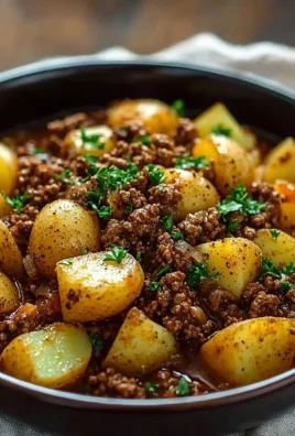 Delicious ground beef and potatoes dish ready to serve