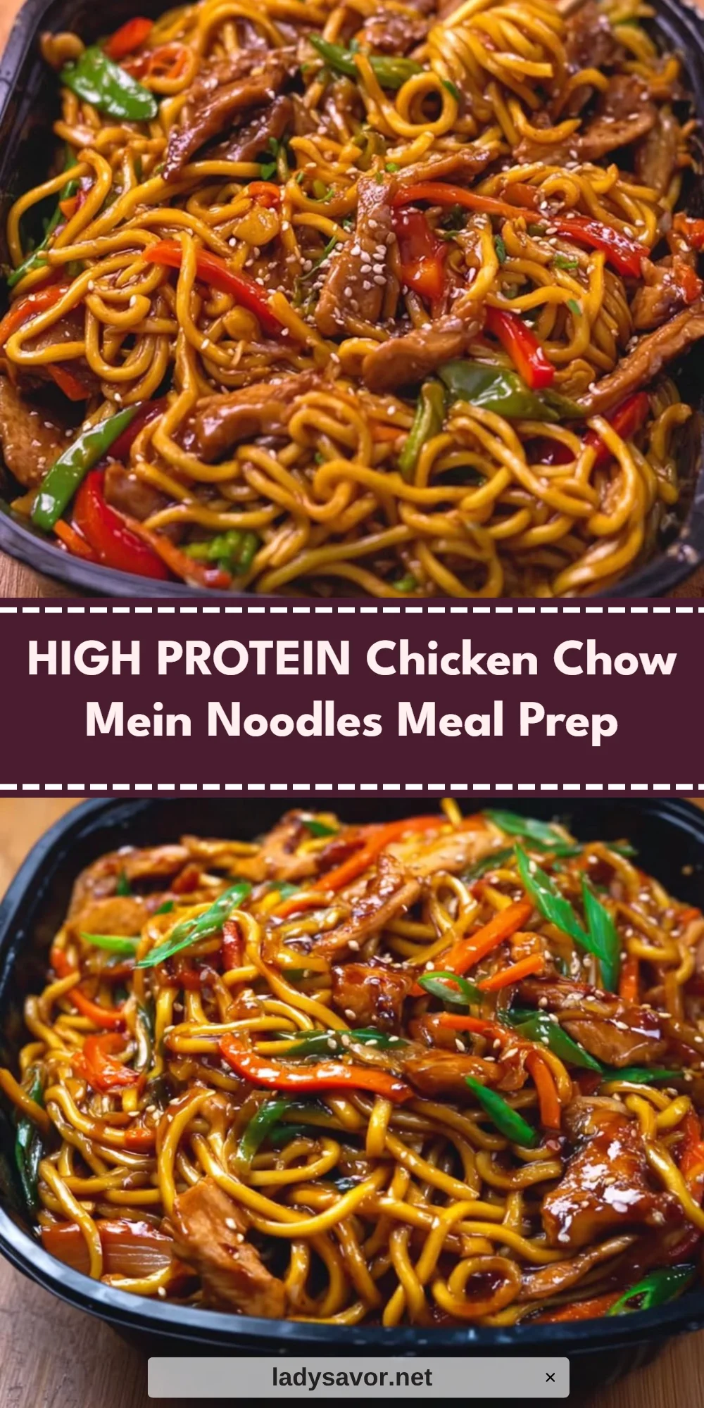 HIGH PROTEIN Chicken Chow Mein Noodles Meal Prep