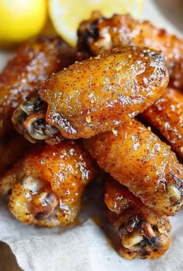 Plate of Honey Lemon Pepper Wings garnished with fresh herbs