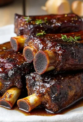 Tender balsamic bourbon short ribs served with a side of vegetables