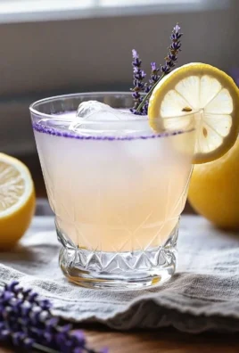 Lavender Lemon Drop Martini garnished with a lemon wedge and lavender sprigs