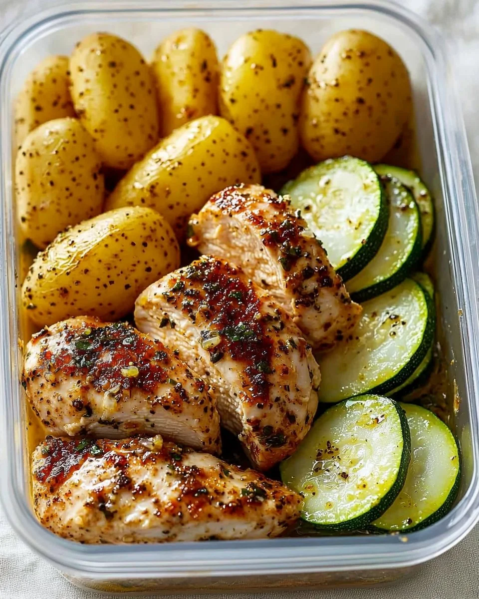 Prepared lemon garlic chicken for healthy meal prep