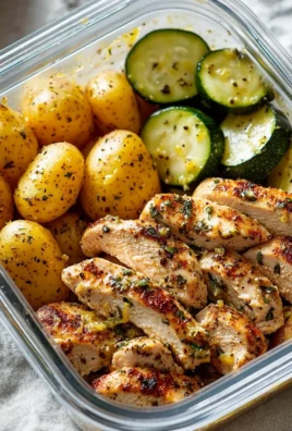 Lemon garlic chicken dish prepared for meal prep with fresh ingredients