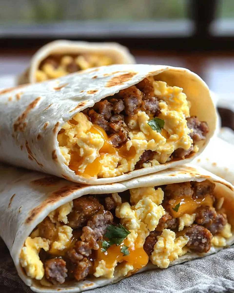 Delicious freezer breakfast burritos ready to be enjoyed for quick meals.