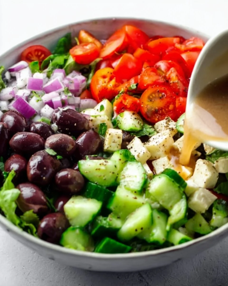 A vibrant Mediterranean Chopped Salad filled with fresh vegetables and feta cheese.