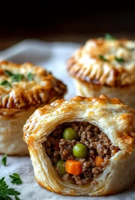 Muffin tin meat pies fresh out of the oven, golden brown and ready to serve.