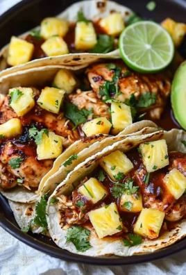 One pan chicken and pineapple tacos served with fresh toppings