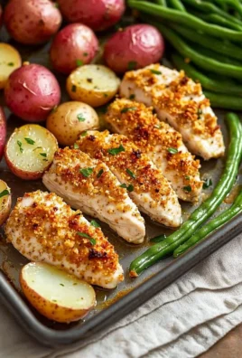 Parmesan crusted chicken with vegetables on a sheet pan dinner