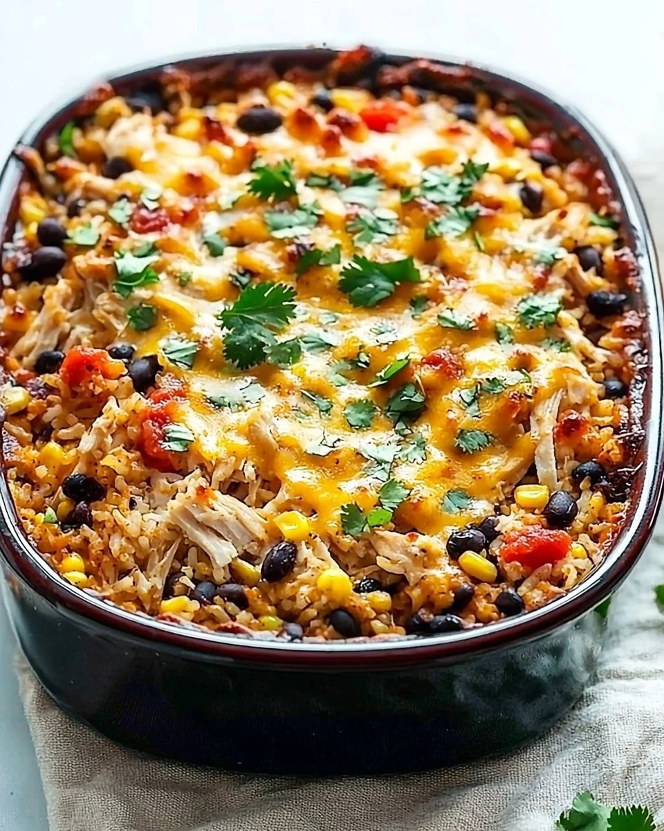 Delicious Protein Burrito Casserole topped with fresh ingredients
