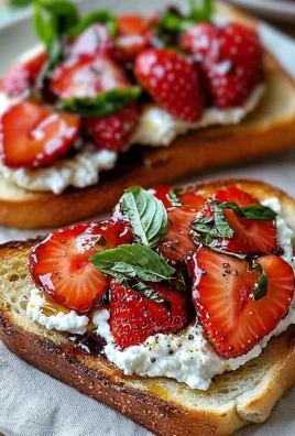 Roasted strawberry whipped ricotta toast with fresh berries on whole grain bread
