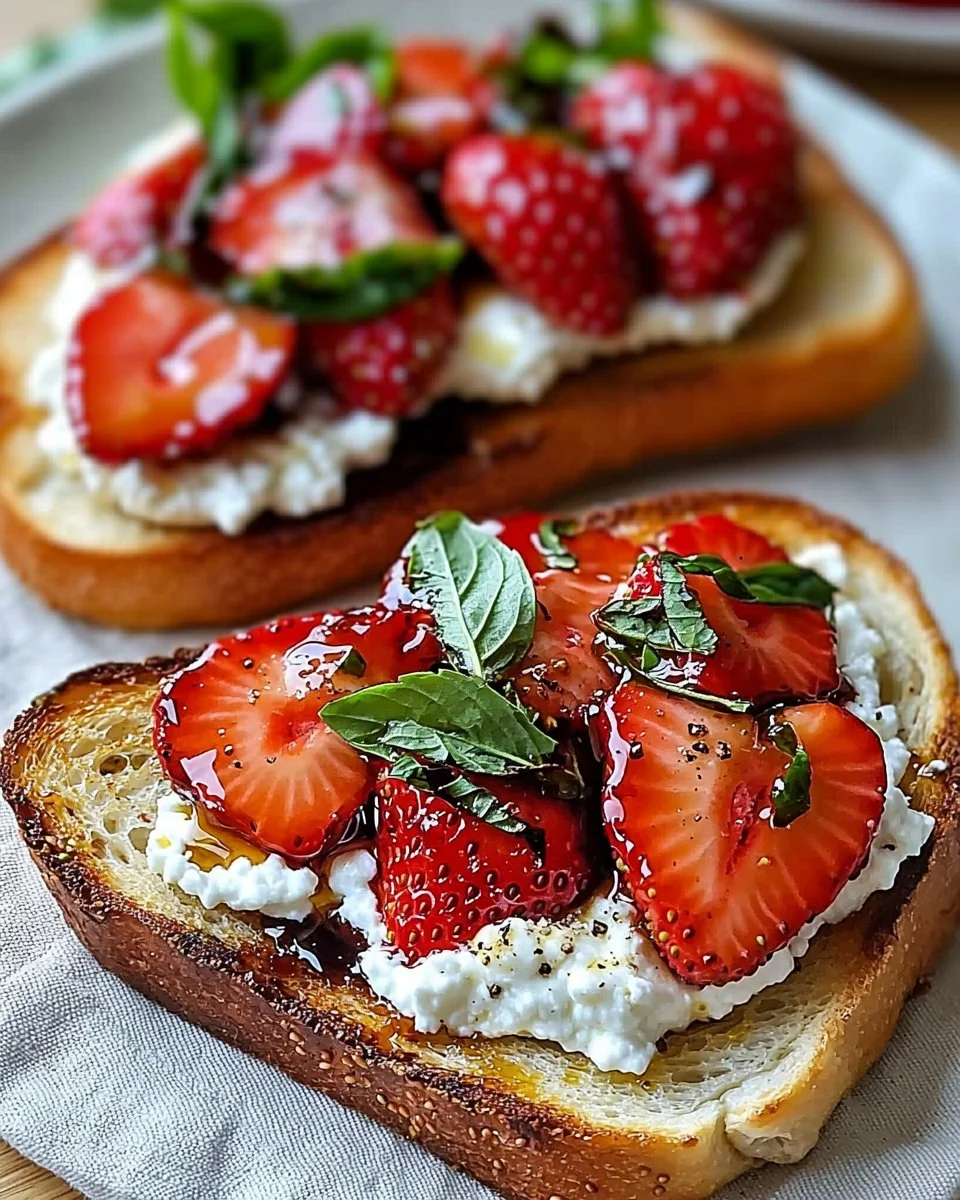 Roasted Strawberry Whipped Ricotta Toast