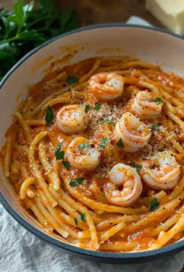 Delicious Rose Shrimp Pasta with creamy pink sauce and succulent shrimp