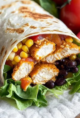 Southwest Chicken Wrap with fresh vegetables and spices on a tortilla