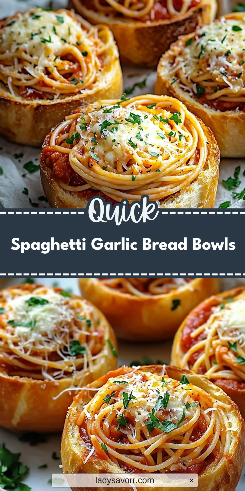 Spaghetti Garlic Bread Bowls