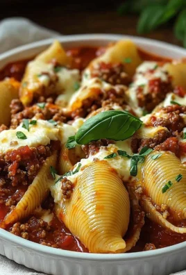 Delicious stuffed pasta shells with ricotta and marinara sauce served on a plate.
