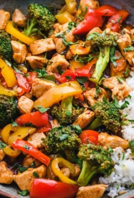 Delicious chicken stir fry with vibrant vegetables and savory sauce