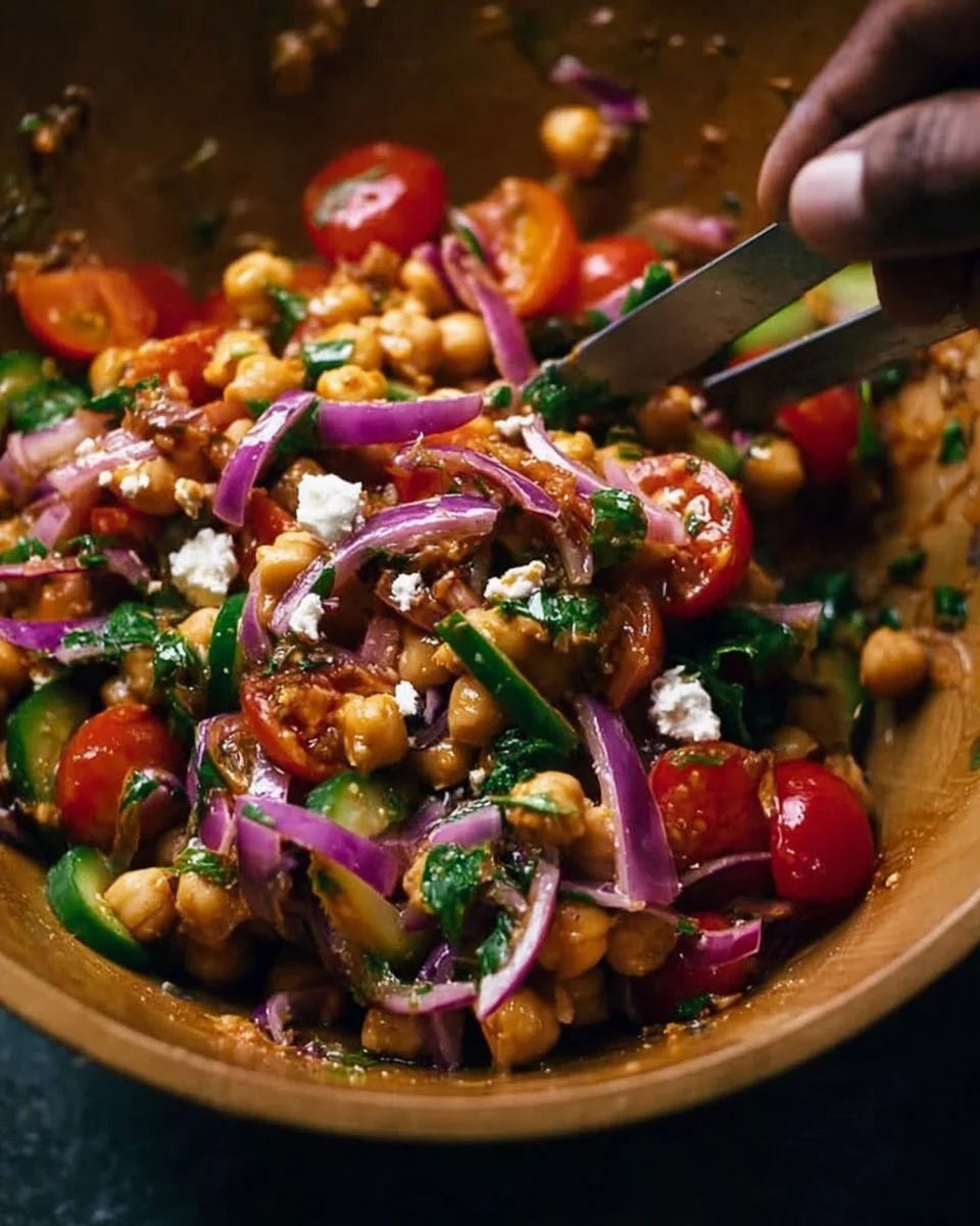 Fresh Turkish Chickpea Salad with herbs and vegetables