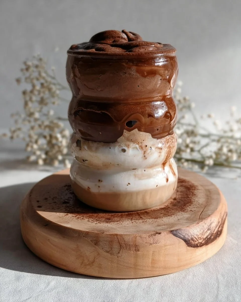 Delicious whipped Nutella latte topped with chocolate and whipped cream