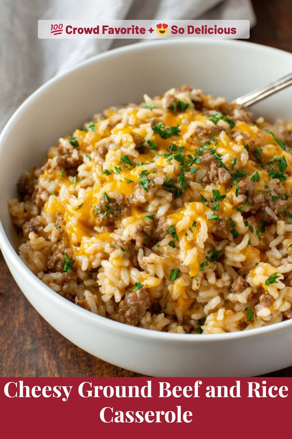 Cheesy Ground Beef and Rice Casserole