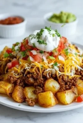 Cheesy taco potatoes topped with melted cheese and served in a bowl