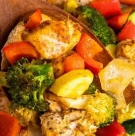 Delicious chicken and veggie sheet pan recipe for a quick meal.
