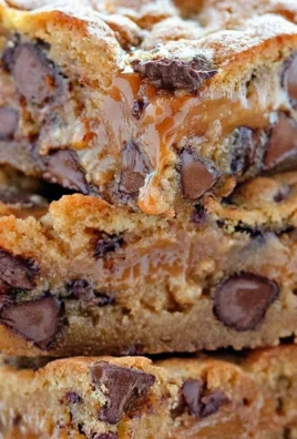 Delicious chocolate chip caramel bars with a rich, gooey texture.