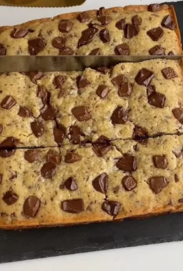 Delicious homemade chocolate chip cookie bars fresh out of the oven.