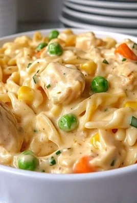 Delicious classic chicken pot pie pasta topped with herbs and creamy sauce.
