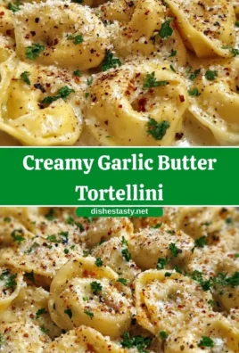 Creamy garlic butter tortellini served with herbs and parmesan cheese