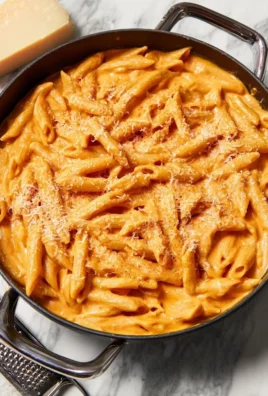 Creamy tomato pasta dish topped with fresh basil and grated parmesan.