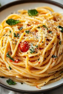 A bowl of creamy tomato butter pasta garnished with fresh basil.