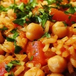 One-Pot Spanish Chickpea Rice with Smoked Paprika dish