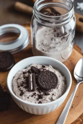 Delicious OREO overnight oats topped with crushed OREO cookies and chocolate.