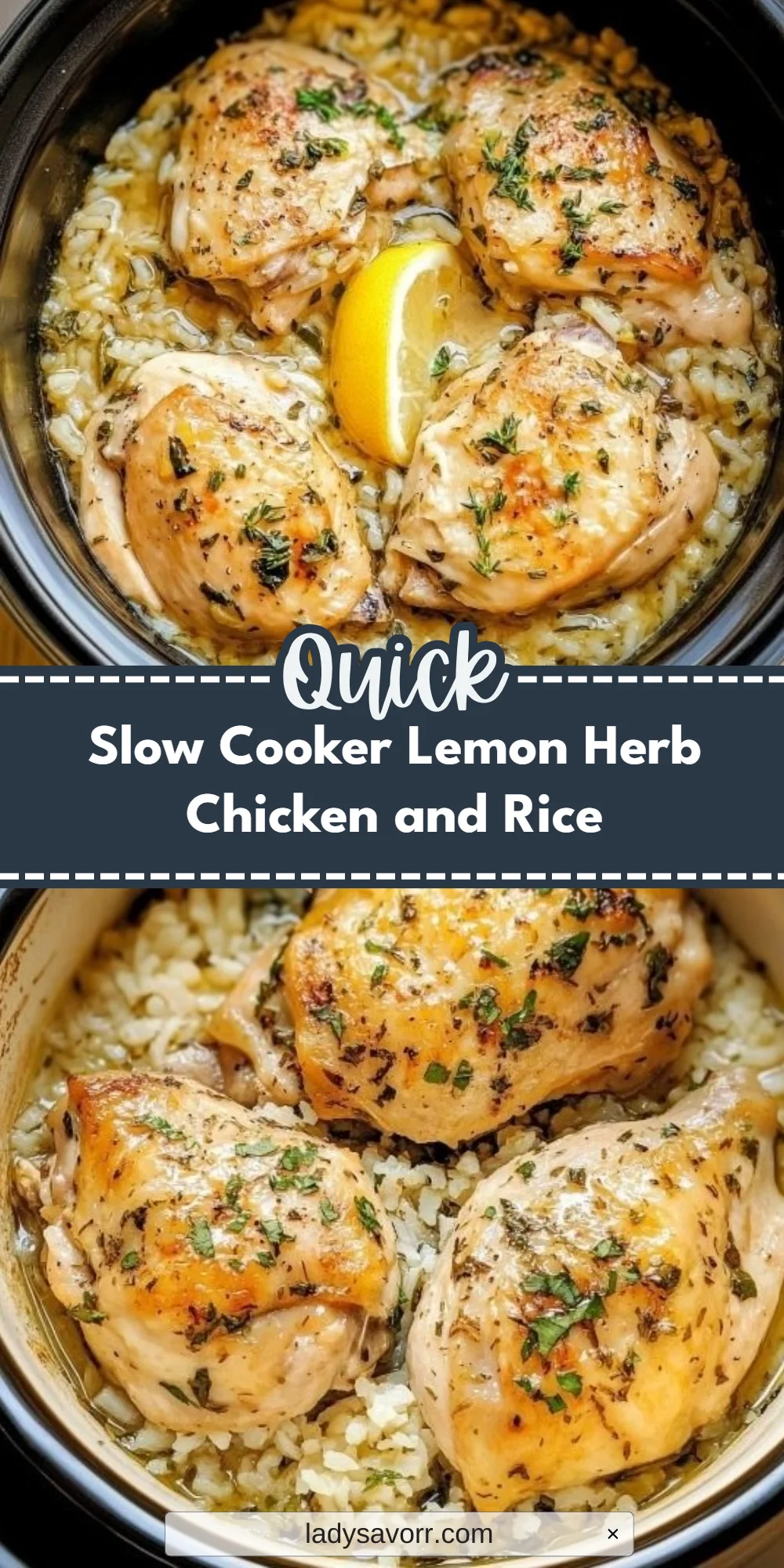 Slow Cooker Lemon Herb Chicken and Rice
