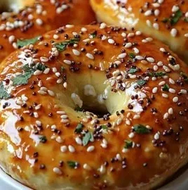 Homemade 3 Ingredient Cottage Cheese Protein Bagels on a wooden board