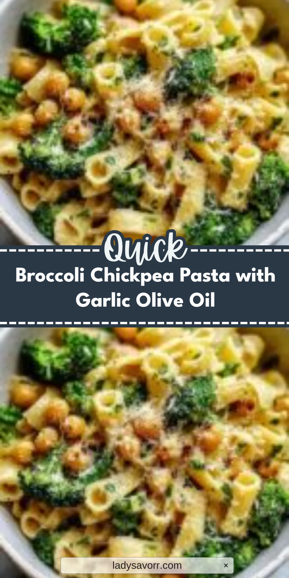 Broccoli Chickpea Pasta with Garlic Olive Oil