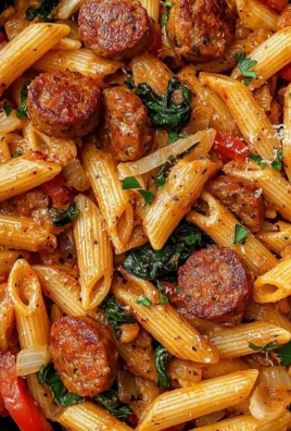 Delicious Cajun Sausage Pasta with spicy sausage, vegetables, and creamy sauce.