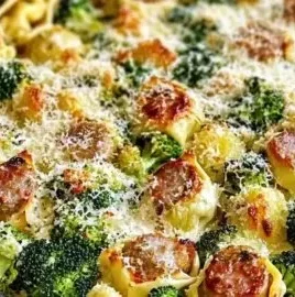 Delicious sheet pan broccoli tortellini bake ready in 50 minutes