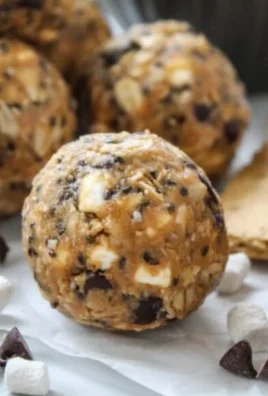 No-bake S’mores energy bites made with chocolate, graham crackers, and marshmallows