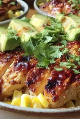 Easy summer grilled chicken bowls with avocado and corn for meal prep