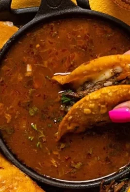 Plate of delicious favorite Birria Tacos with rich broth and garnishes