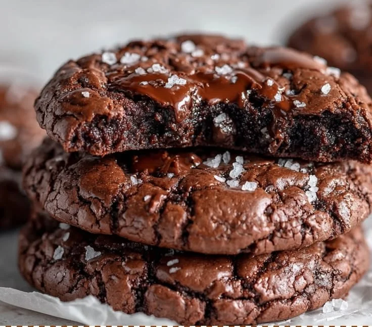 Fudgy gluten-free chocolate cookies on a plate, perfect for dessert lovers.