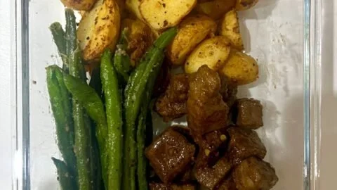 Delicious garlic balsamic steak bites served as a gourmet appetizer.