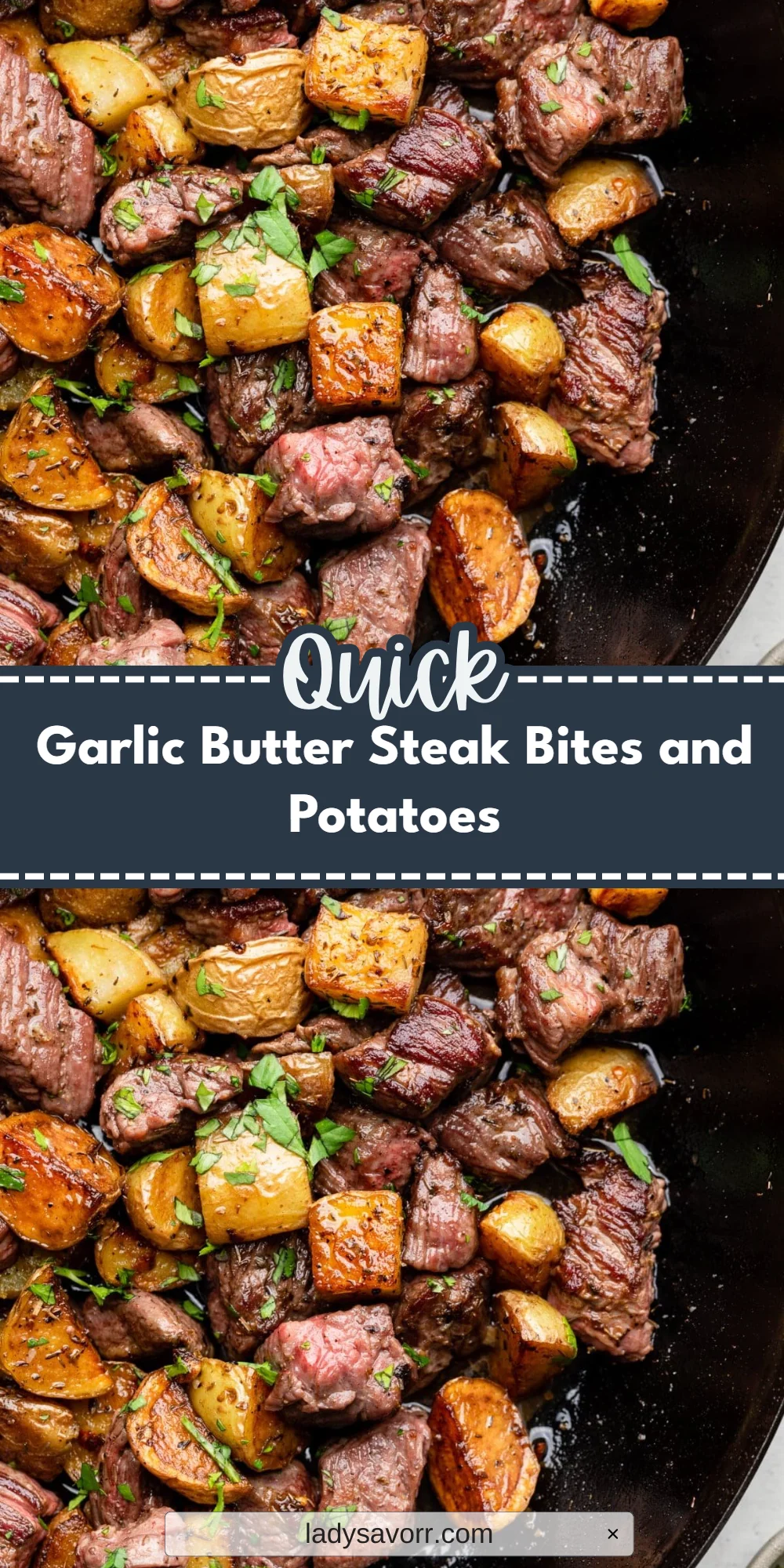 Garlic Butter Steak Bites and Potatoes