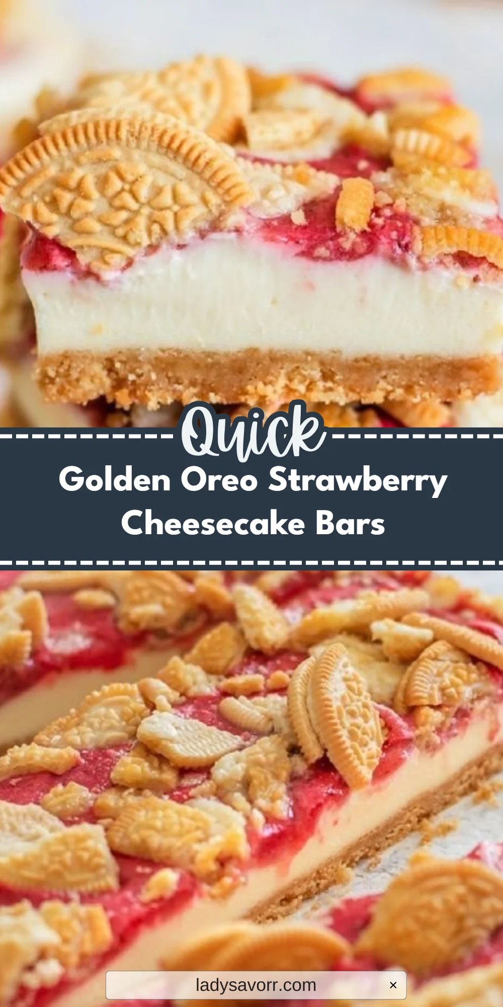 Golden Oreo Strawberry Cheesecake Bars